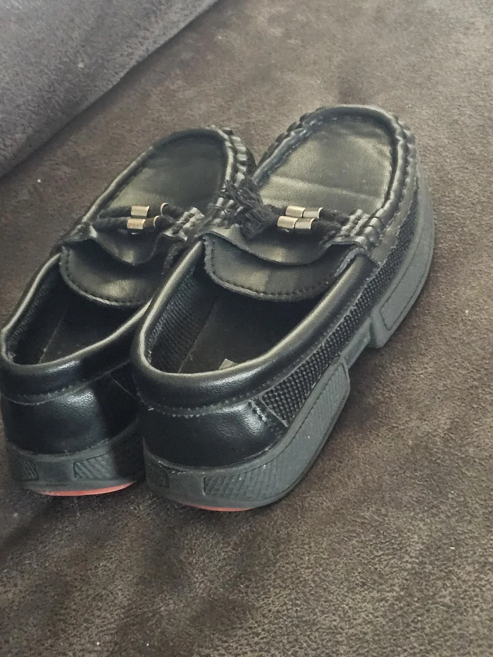 Kids Black Tassel Slip-On Dress Shoes